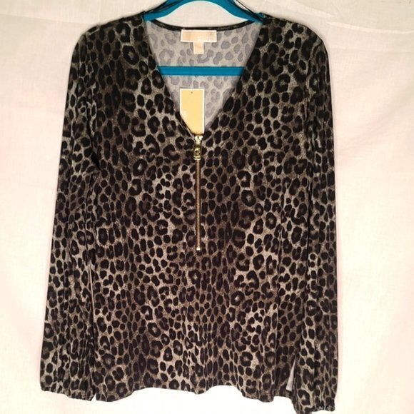 NEW MICHAEL Michael Kors Cheetah Print Blouse Top - Picture 2 of 6